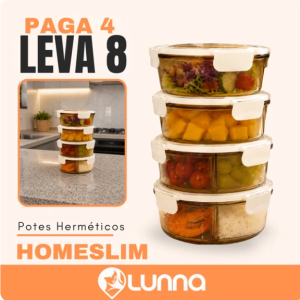 [LEVE 8 PAGUE 4] PotesHermeticos de Vidro TemperadoHomeslim com Tampa a Vacuo+8 Copos de Vidro Fume