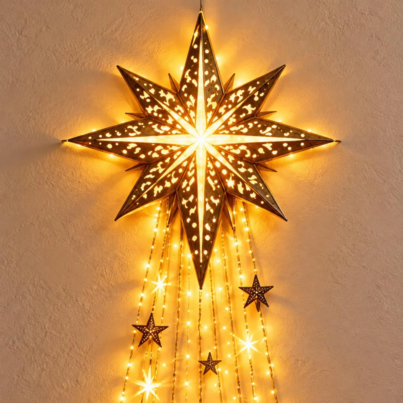 Decoração de Natal de parede iluminada, anjo e igreja ou cena da Natividade, estrela de Belém em LED para pendurar, decoração religiosa de Natal, presente cristão - Imagem 5